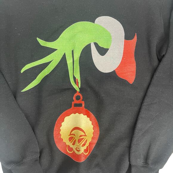 Graphic Grinch Hand Ornament Christmas Black Women’s Sweatshirt Size Small S - Picture 4 of 8